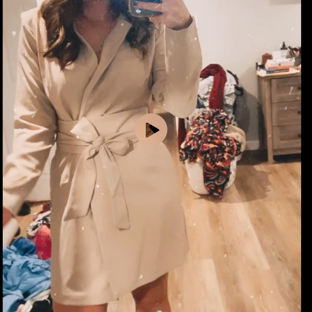 ASOS DESIGN SHOULDER PAD BLAZER DRESS WITH OBI BELT IN SOFT CAMEL